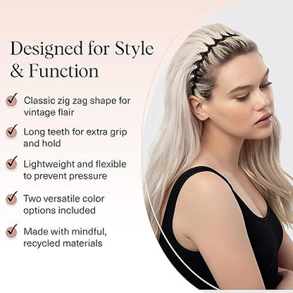 🌿 Zig Zag Headband | Stay-Put, No-Slip & Made from Recycled Materials